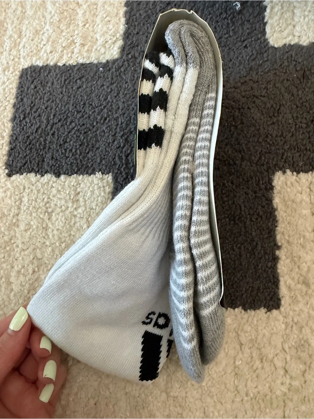 adidas White Soccer Crew Socks with Black Branding